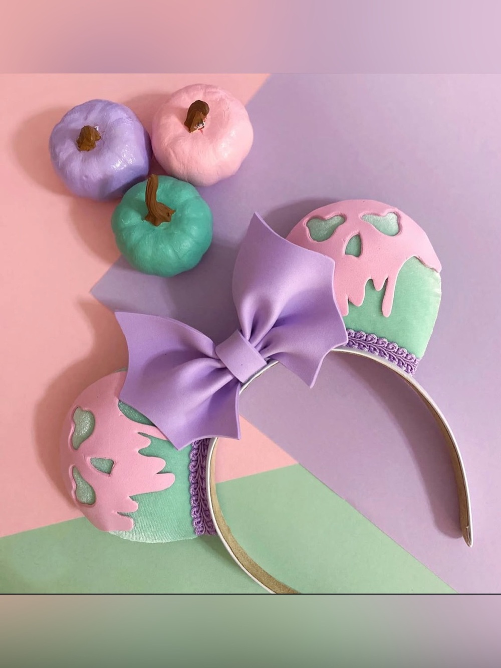 Pastel Poison Apple Mouse Ears Evil Queen Inspired Whimsical Handmade Halloween
